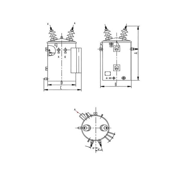 3-Phasen-Leistungstransformator
